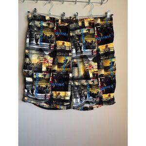 Sportek Mens Abstract Graphic Board Shorts Swim Trunks Cargo Pocket 2XL Surf Y2K